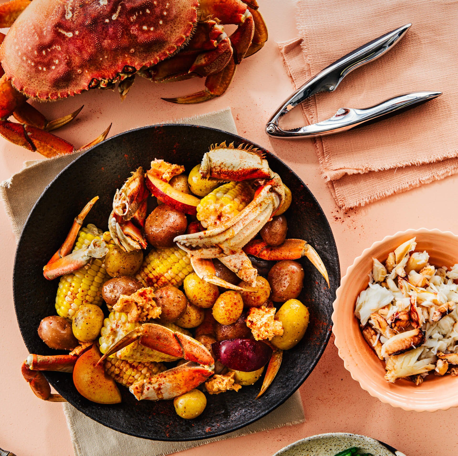 Dungeness Crab Boil With Stone Fruit Butter Recipe Elle Gourmet