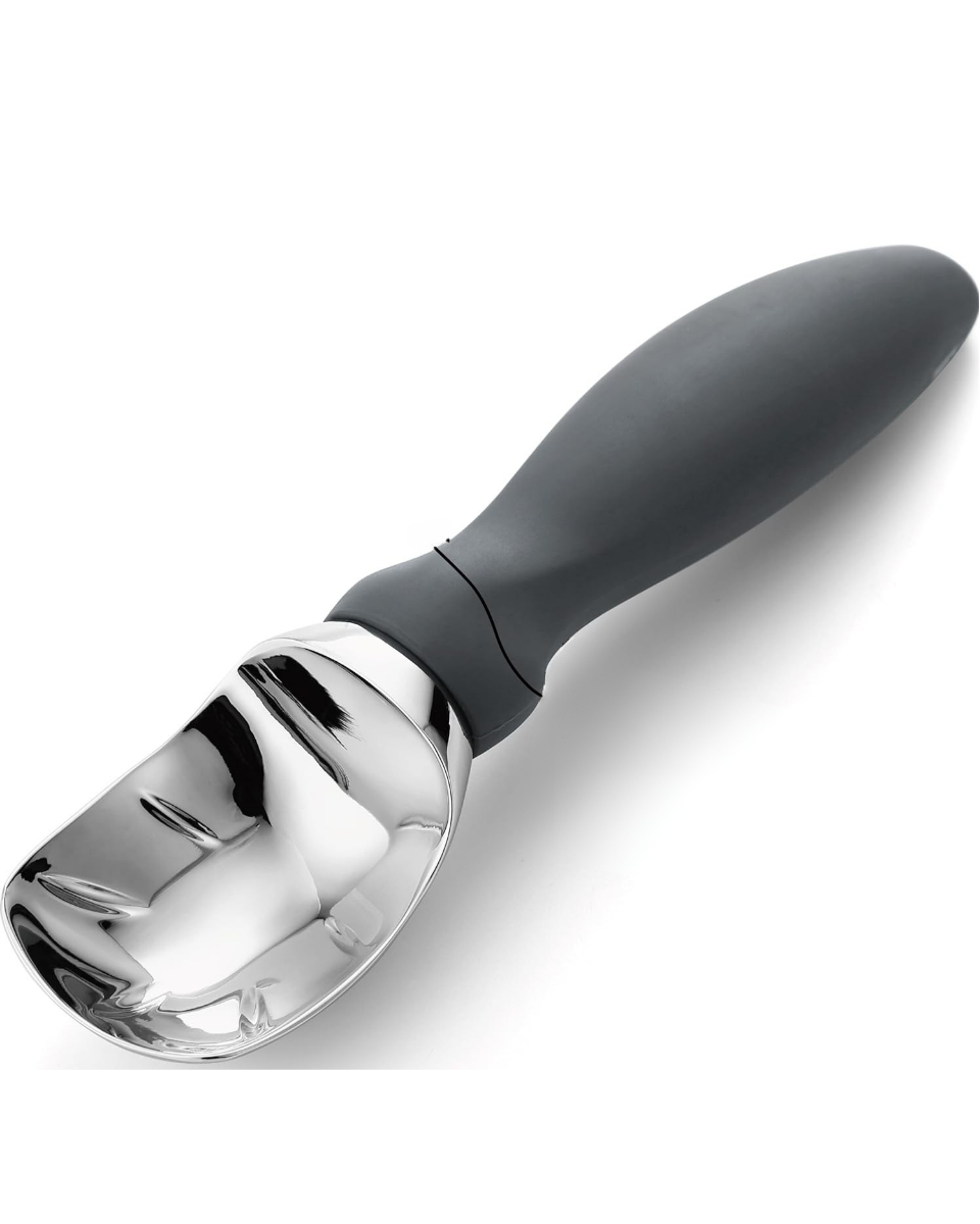 Icre cream scoop with black rubber handle