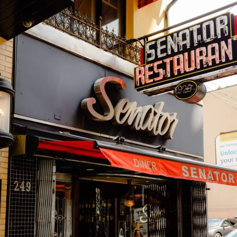 A retro storefront called The Senator
