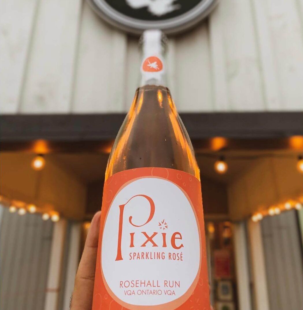 Rosehall Run Vineyards, in Ontario’s Prince Edward County. A bottle of Stardust, a traditional-method rose bubbly made in Canada.