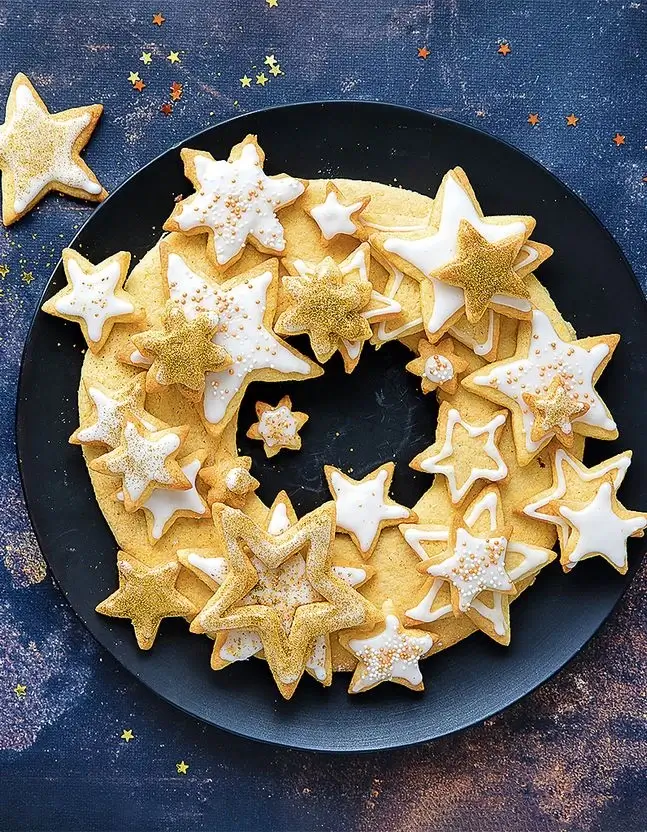 A wreath made of star-shaped cookies