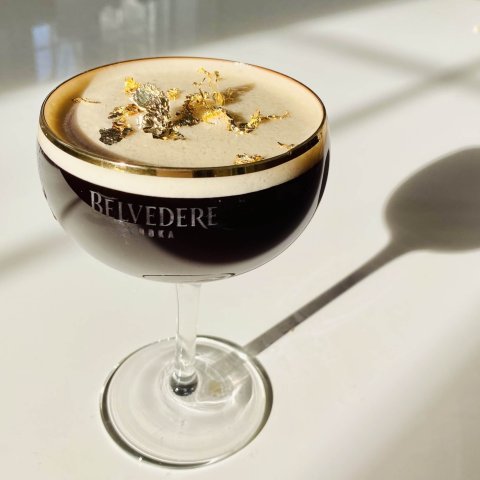 glass with espresso martini