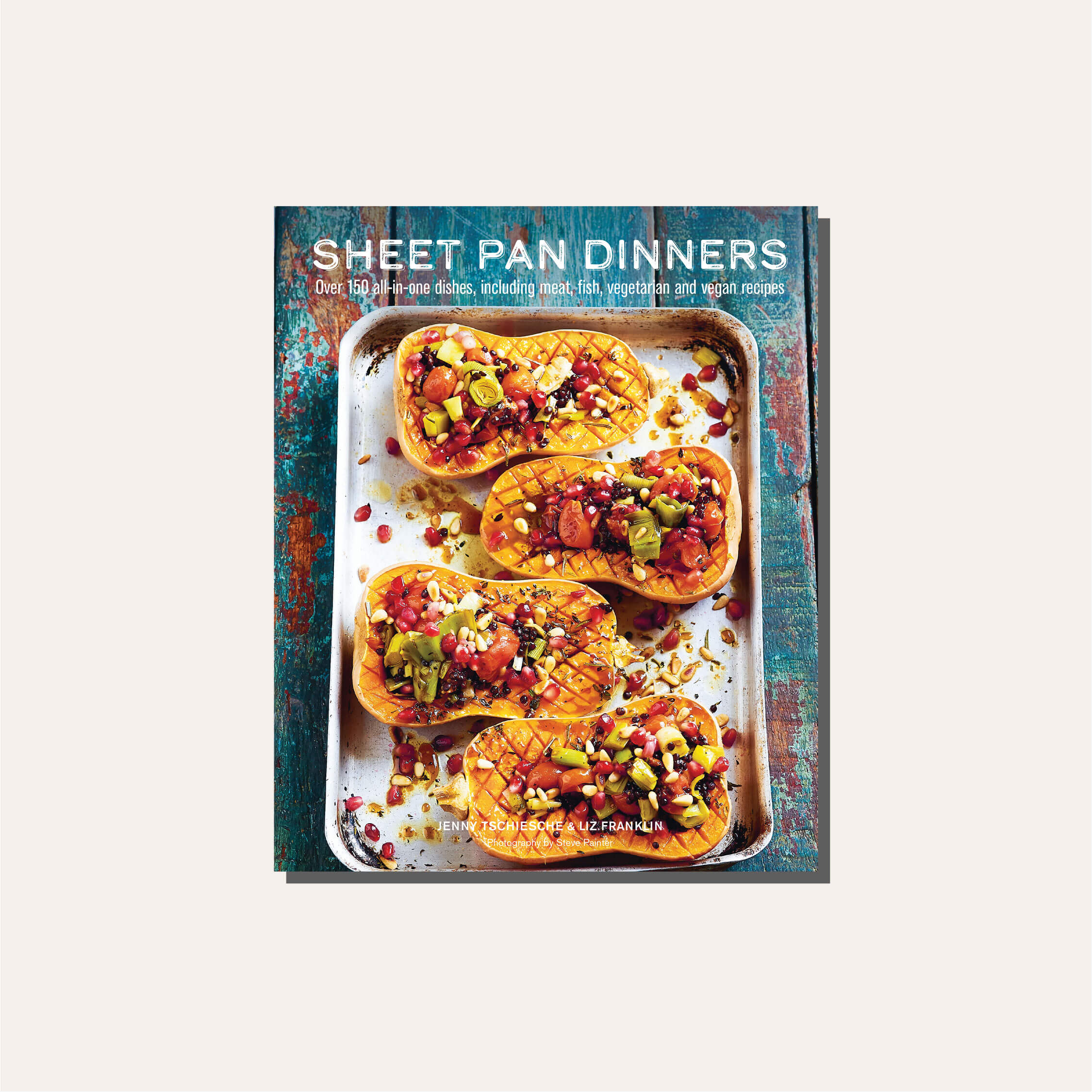 A cookbook cover in a light frame.