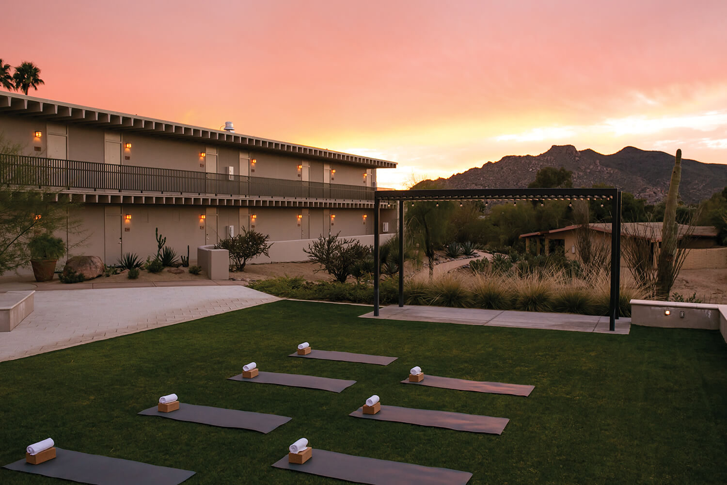Yoga class at Sunset at the Civana Wellness Resort and Spa, Carefree, Arizona.