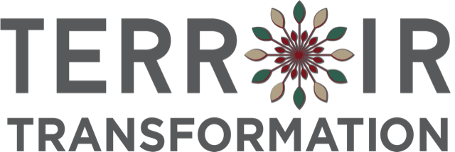 A grey logo reading "Terroir Transformation"