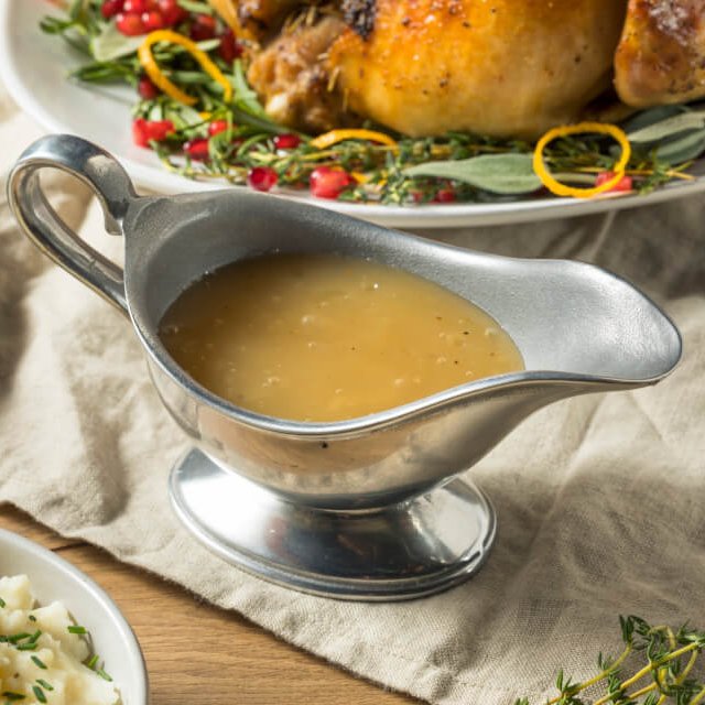Dark Homemade Turkey Gravy for Thanksgiving Dinner
