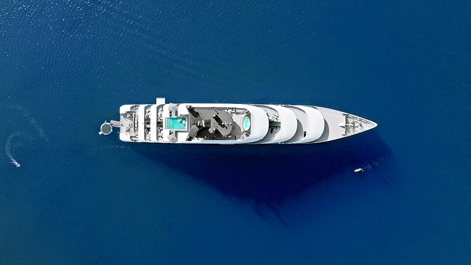 aerial view of boat on water