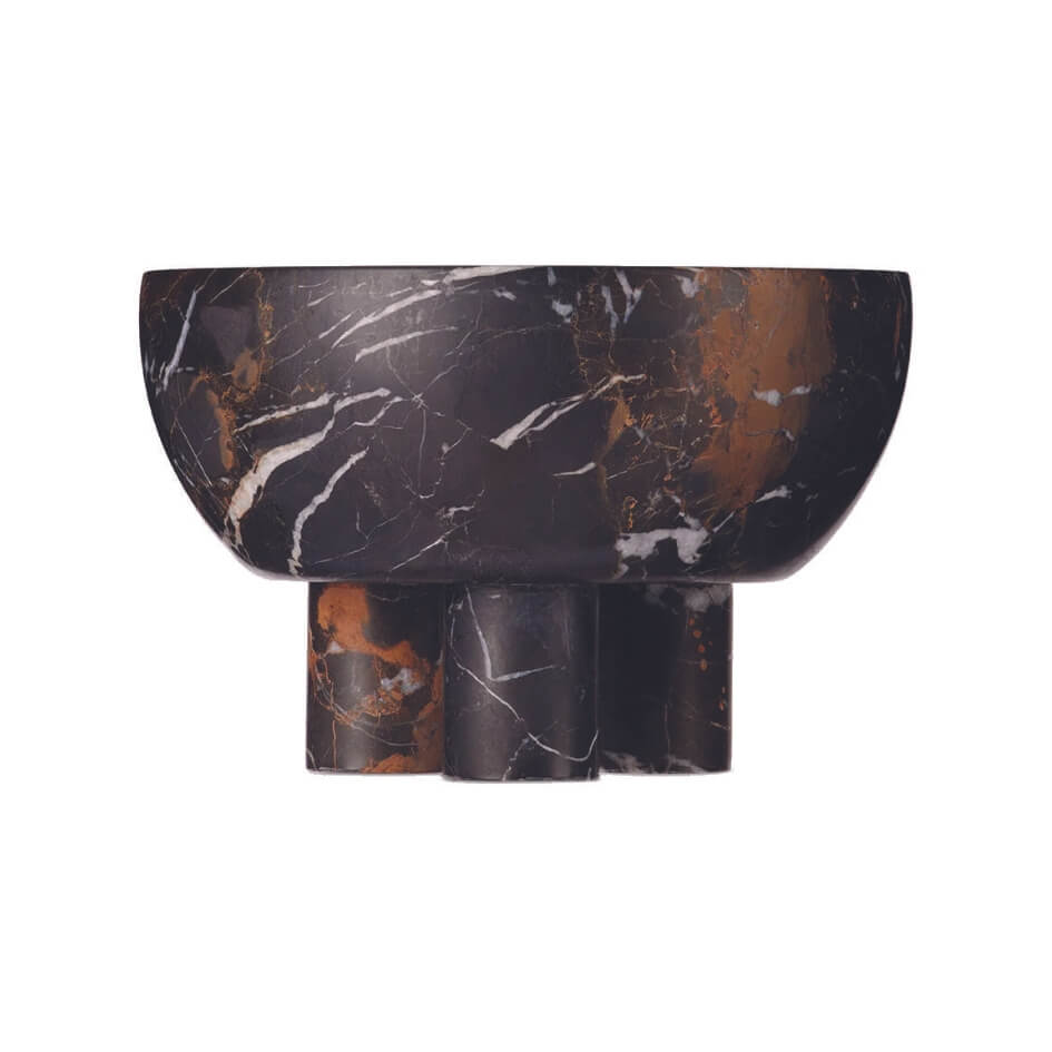 A brown and black marbled serving bowl