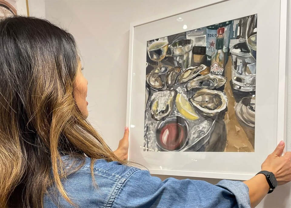 framed picture of oysters