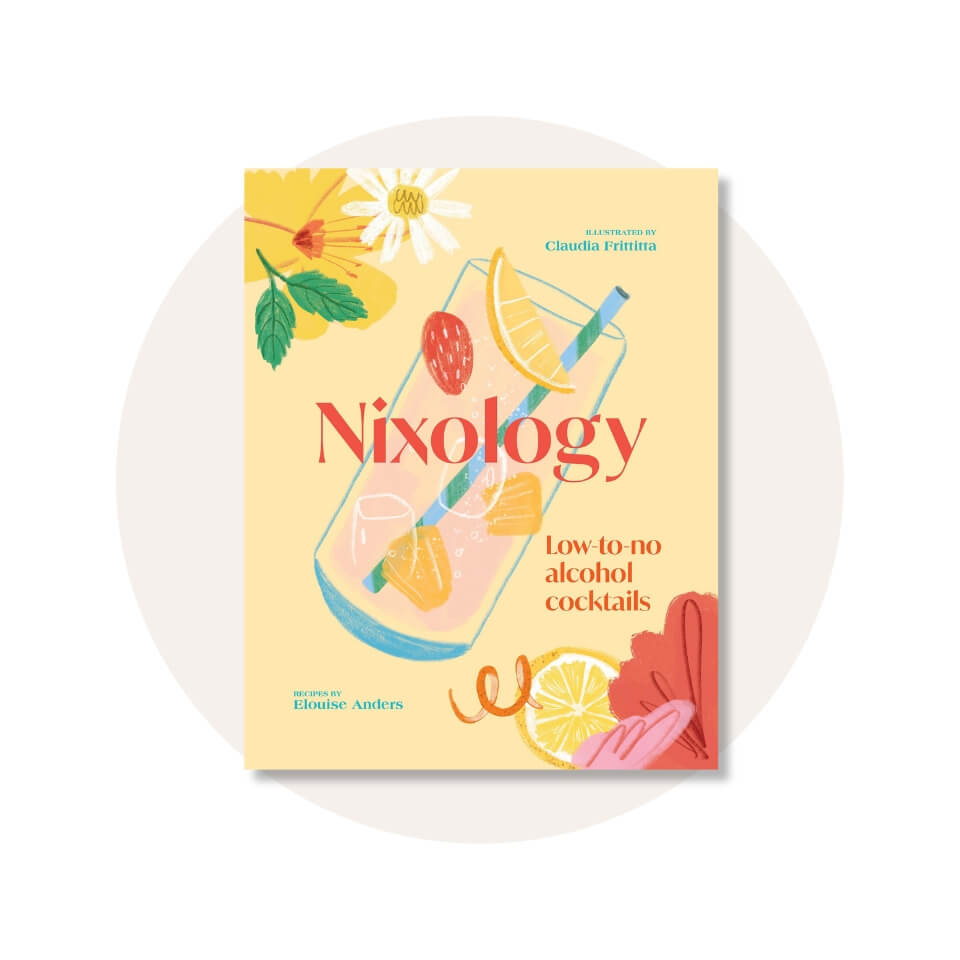 A yellow book over a cream-coloured circle