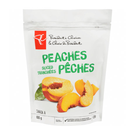 bag of frozen peaches