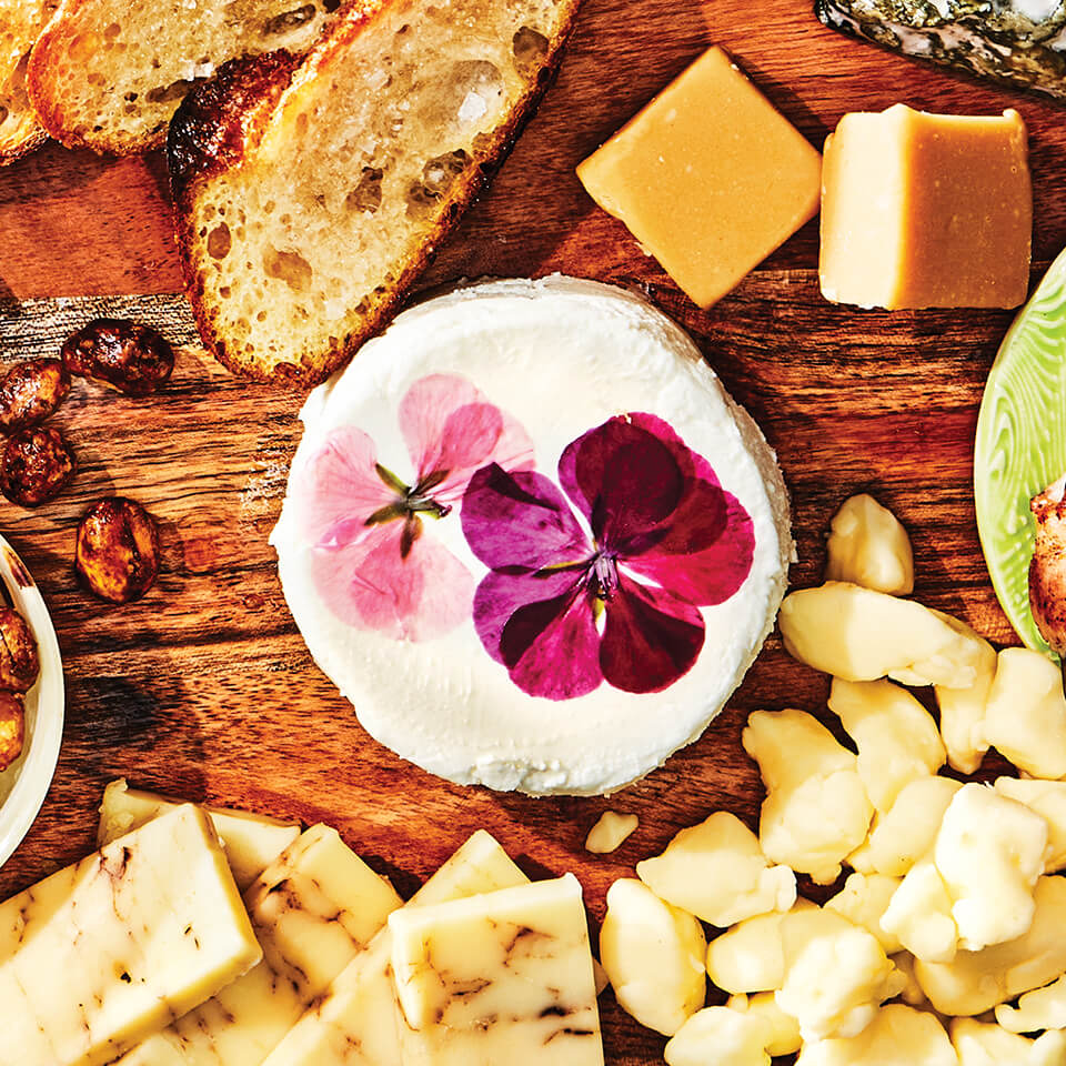 Overhead shot of cheese plate