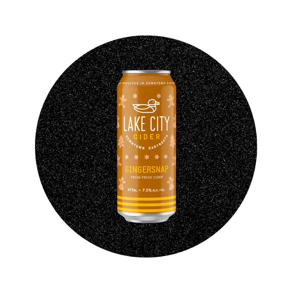 A brown can in a sparkly black circle