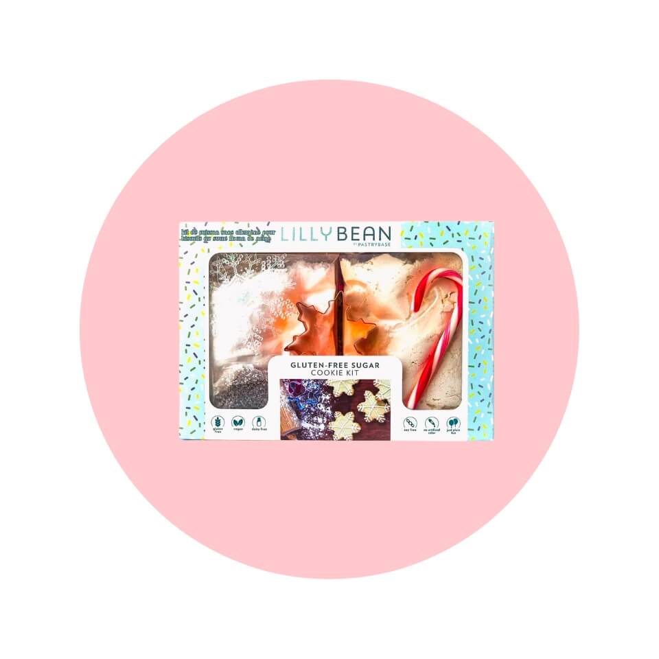 A blue box in a pink circle