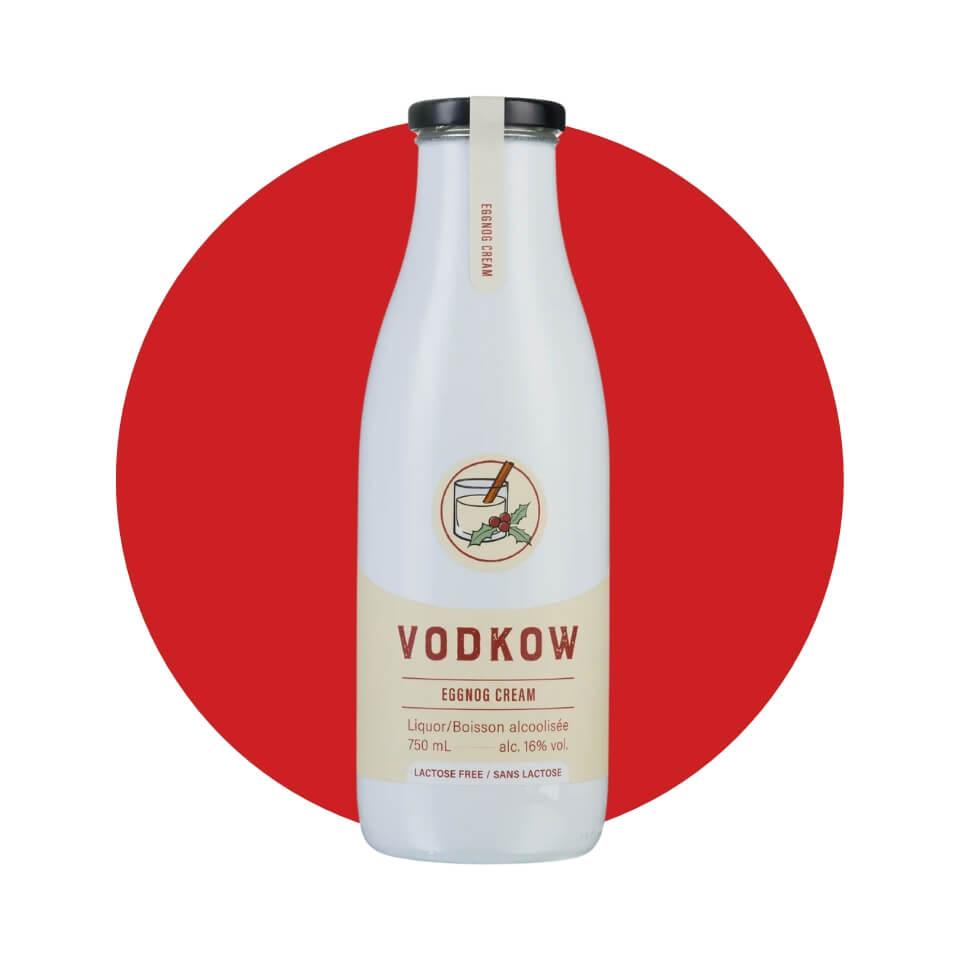 A white milk-style bottle over a red circle