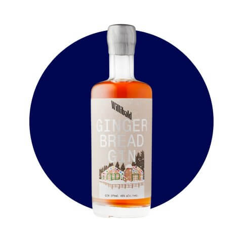 A clear bottle of orange liquor with a gray seal and tan label.