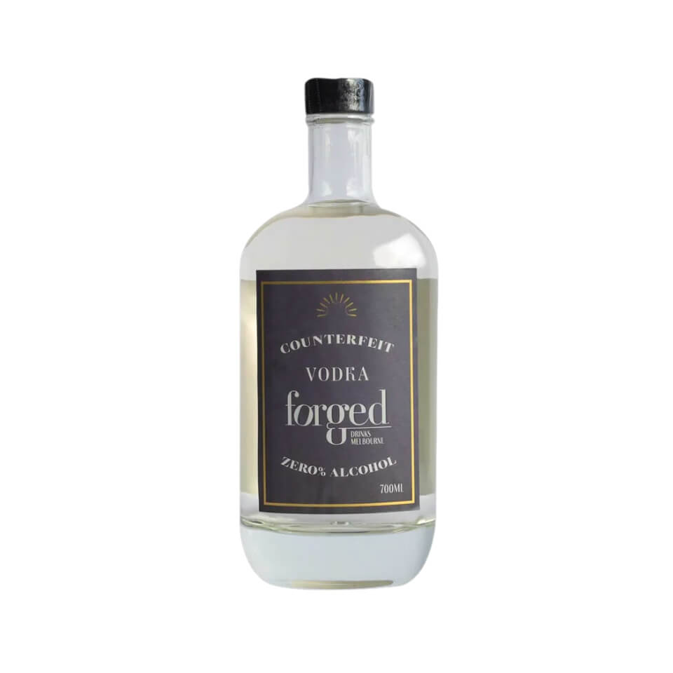 A bottle of vodka with a grey label