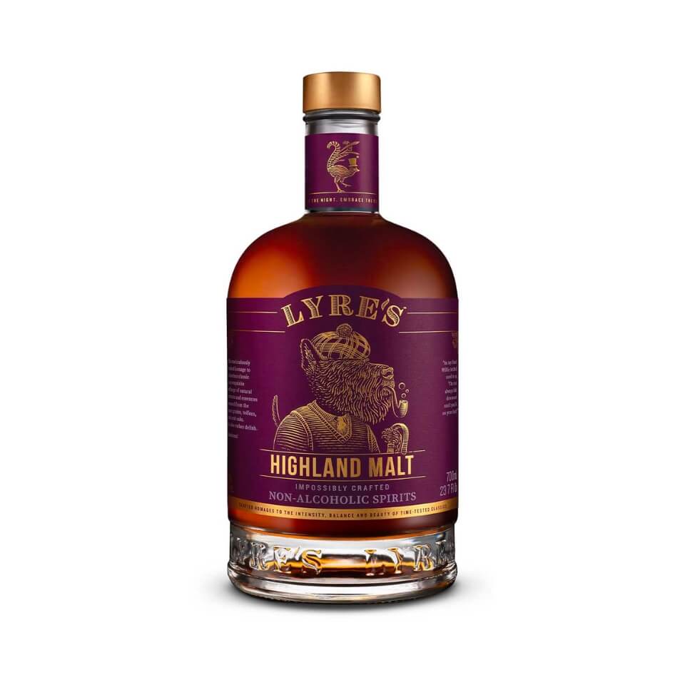 A bottle of whisky with a purple label