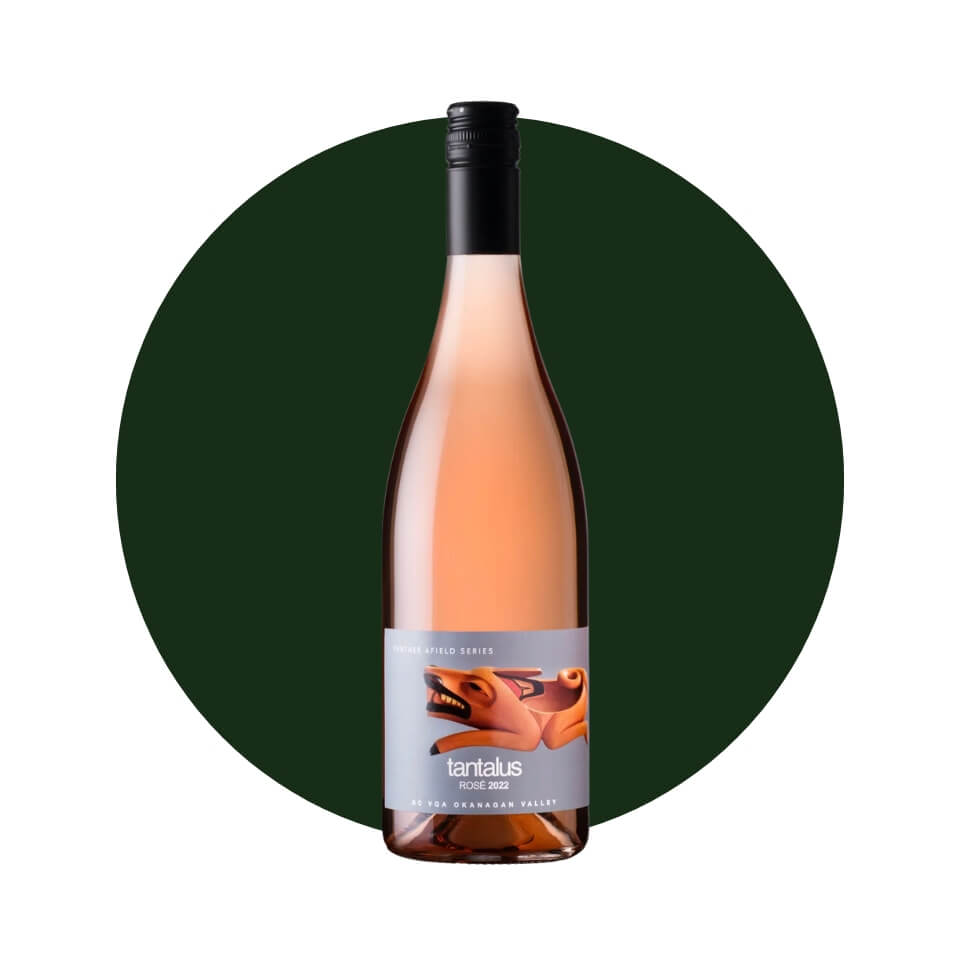 A bottle of wine over a green circle