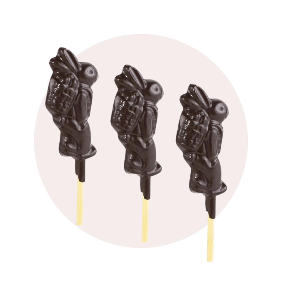 three chocolate bunnies