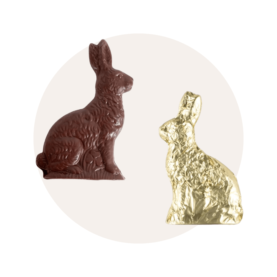 two chocolate rabbits