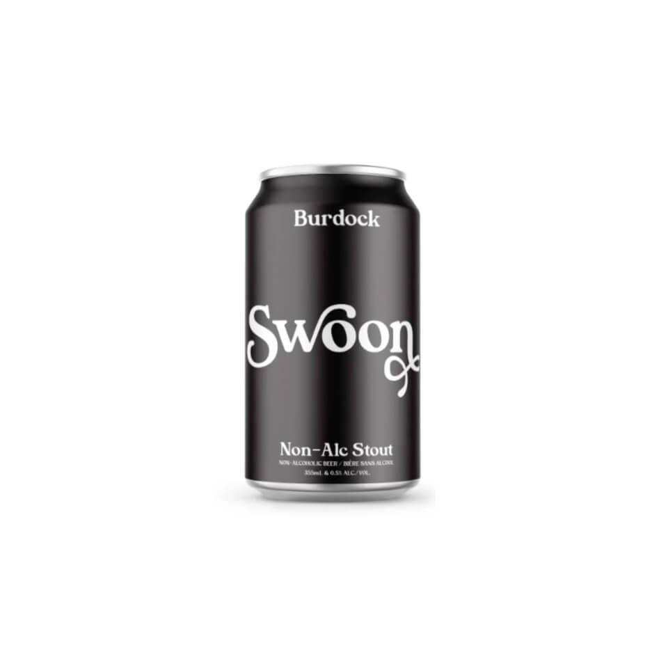 A black can with white lettering