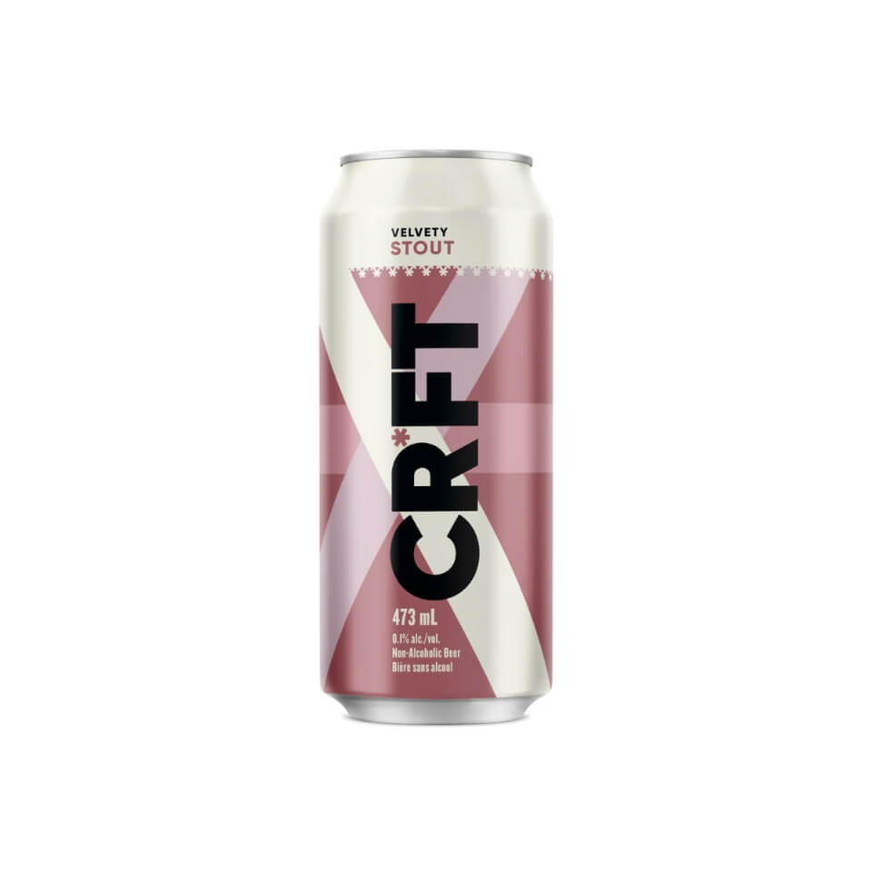 A white and purple tall can with CR*FT written vertically in black along the side