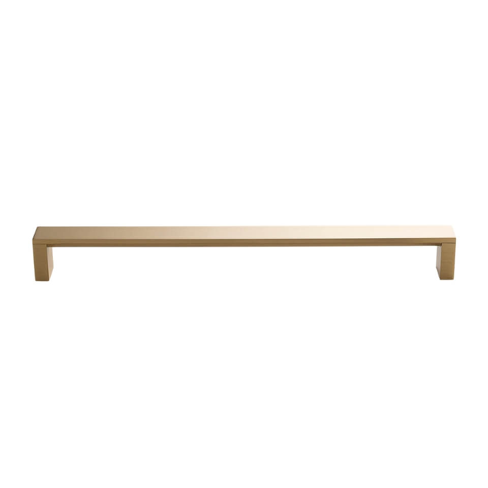 A brass drawer handle