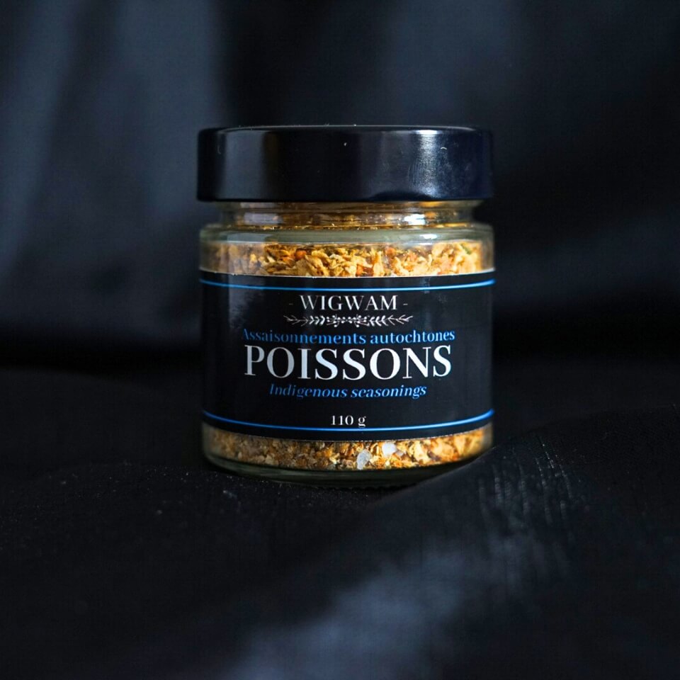 A canister of fish seasoning