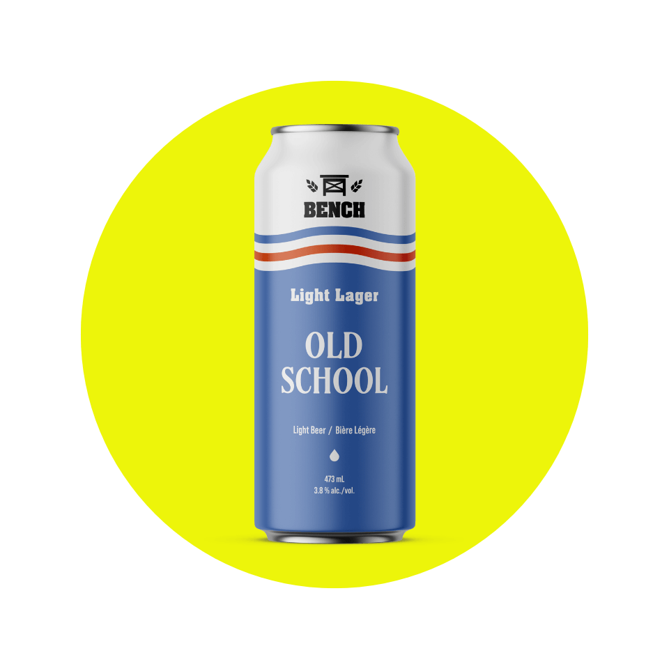 can of beer against yellow circle