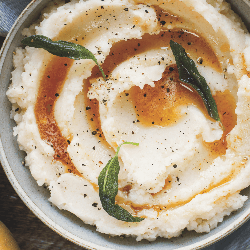 overhead image of mashed potatoes