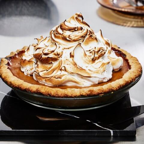 A pumpkin pie recipe made with meringue