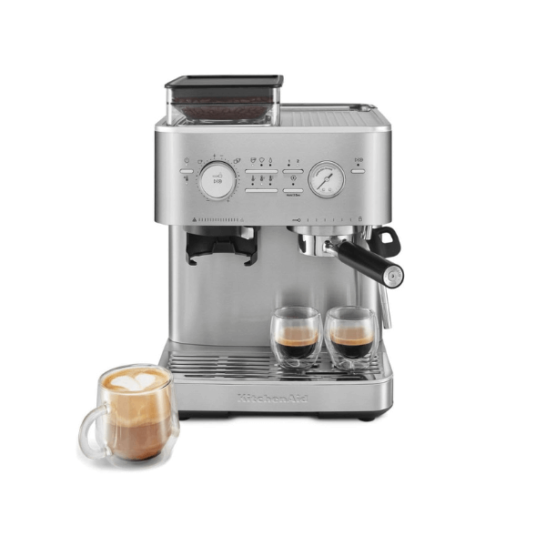 KitchenAid KE6551 Semi Automatic Espresso Machine with coffee mug
