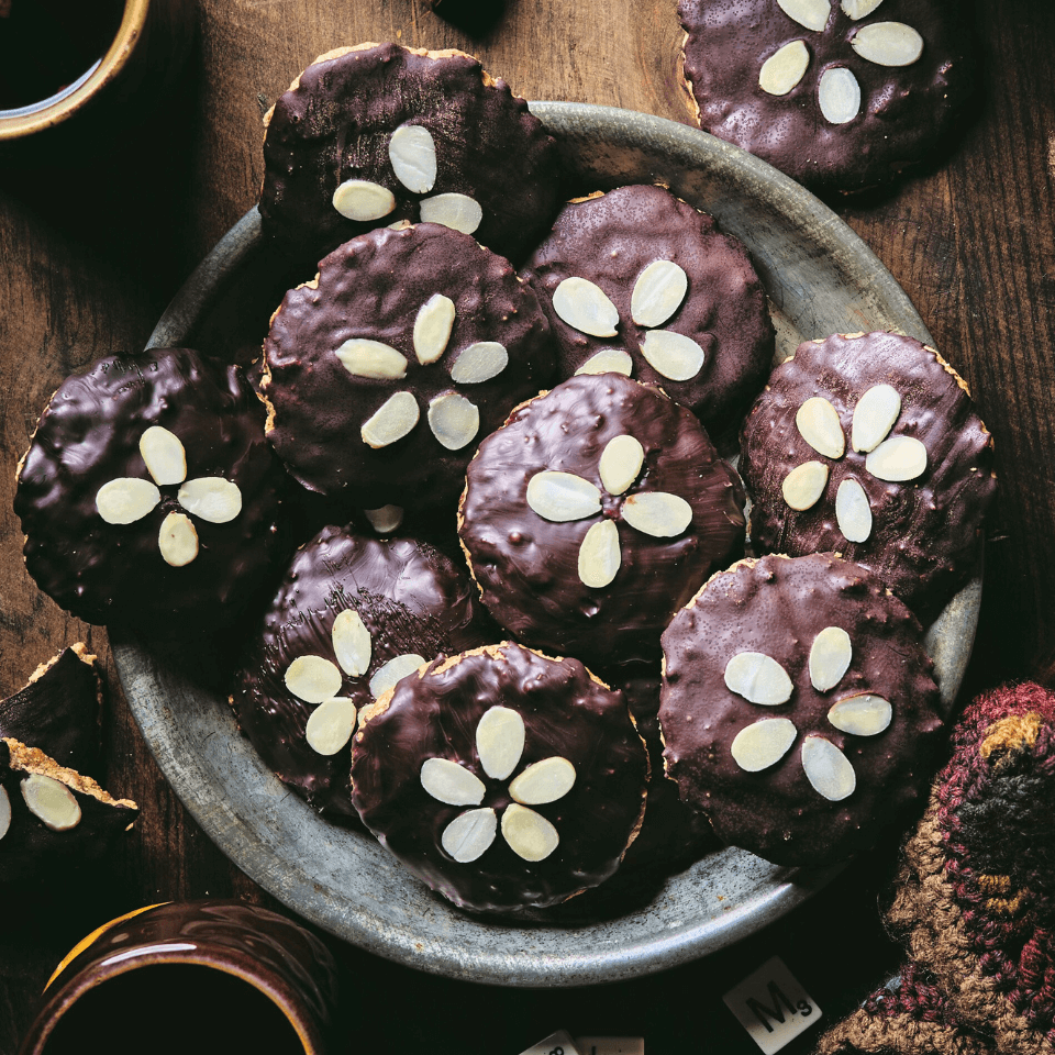 german lebkuchen christmas cookies with almonds