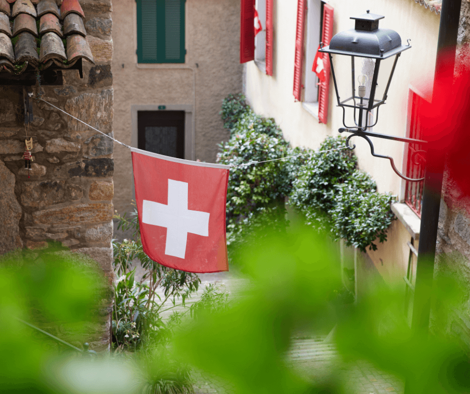 view of swiss flag in Vico Morcote