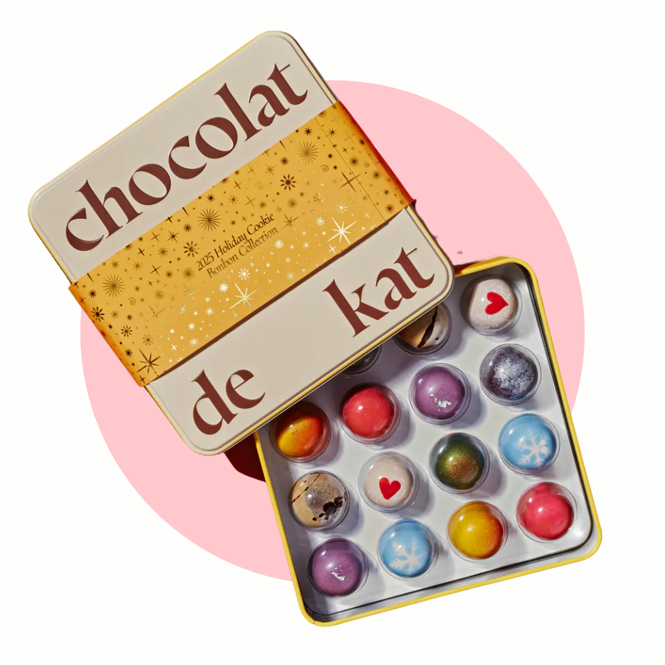 Chocolat De Kat tin of handmade chocolate confections