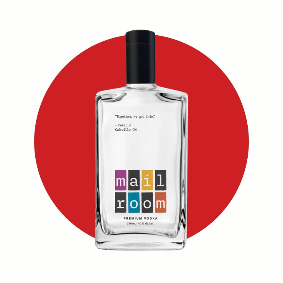 A bottle of vodka over a red circle