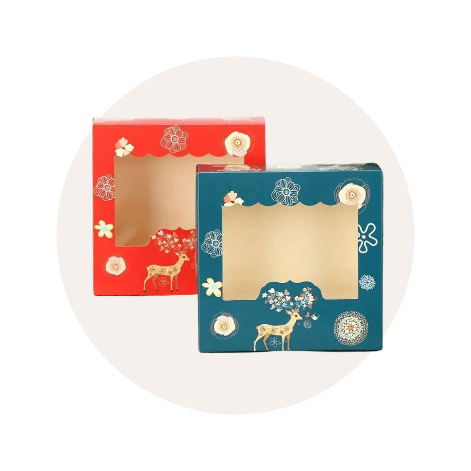 Red and green cookie gift boxes