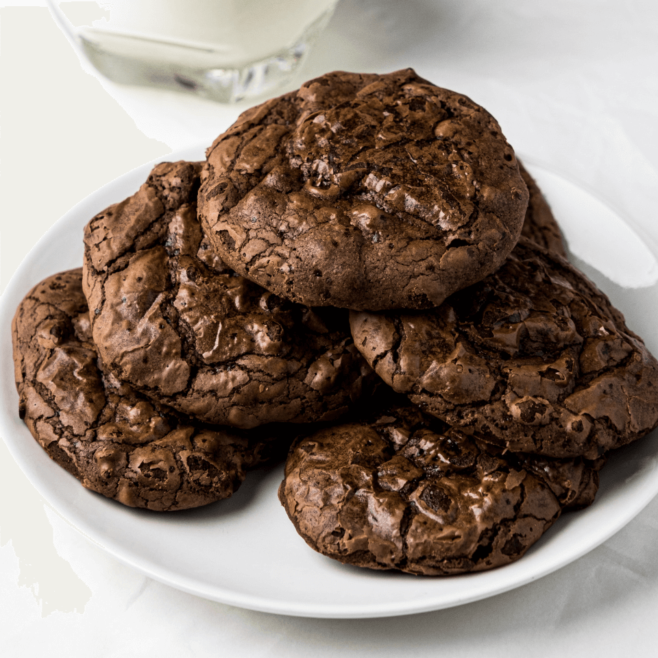 stack of chocolate brownie cookies