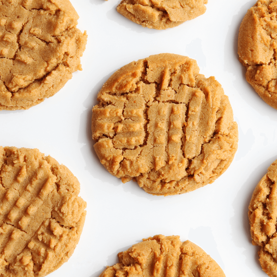 peanut butter cookies on white background