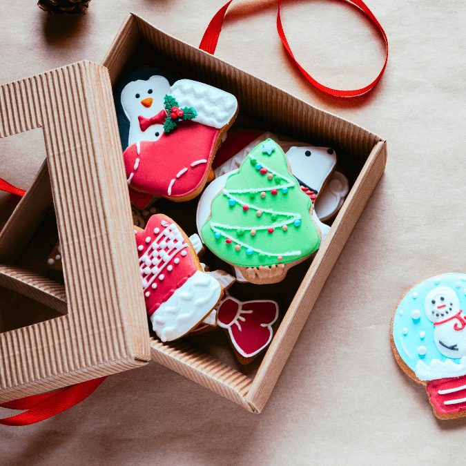 christmas cookies inside a box