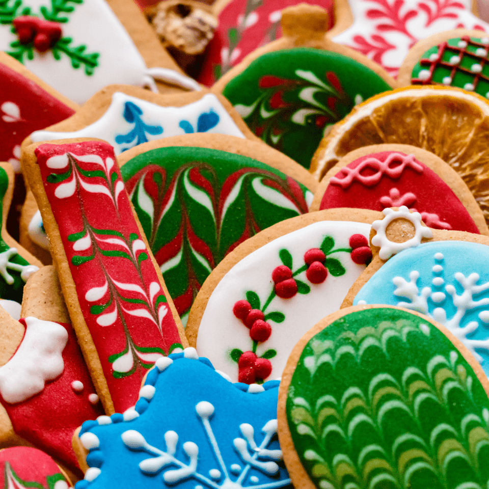 closeup images of decorated sugar cookie