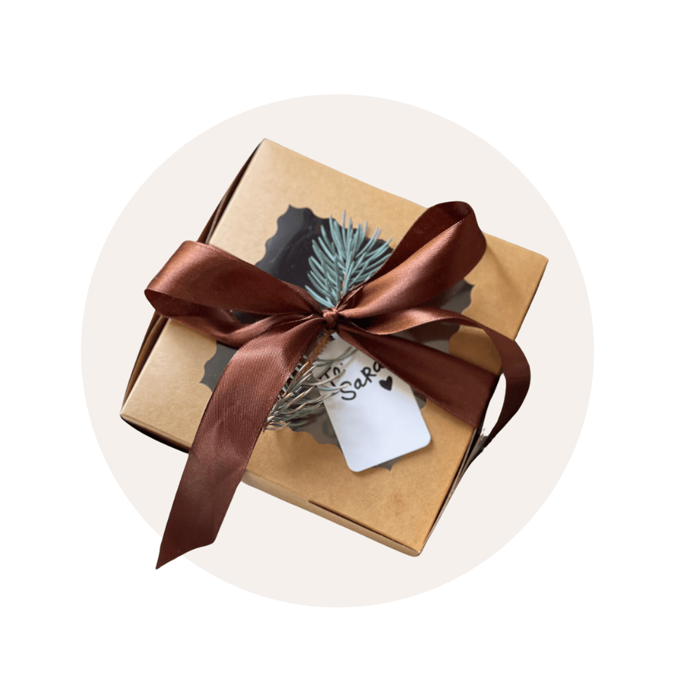 Kraft Cookie Gift Box with Ribbon and tag
