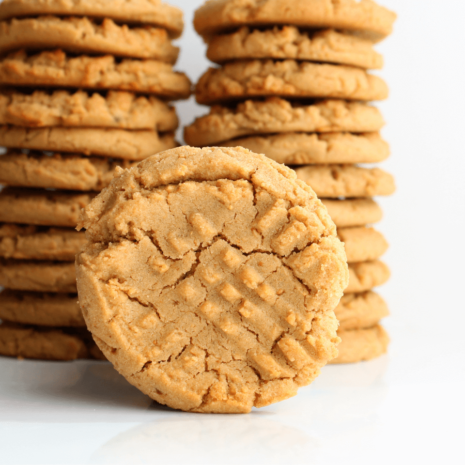 Stack of 3-ingredient peanut butter cookies