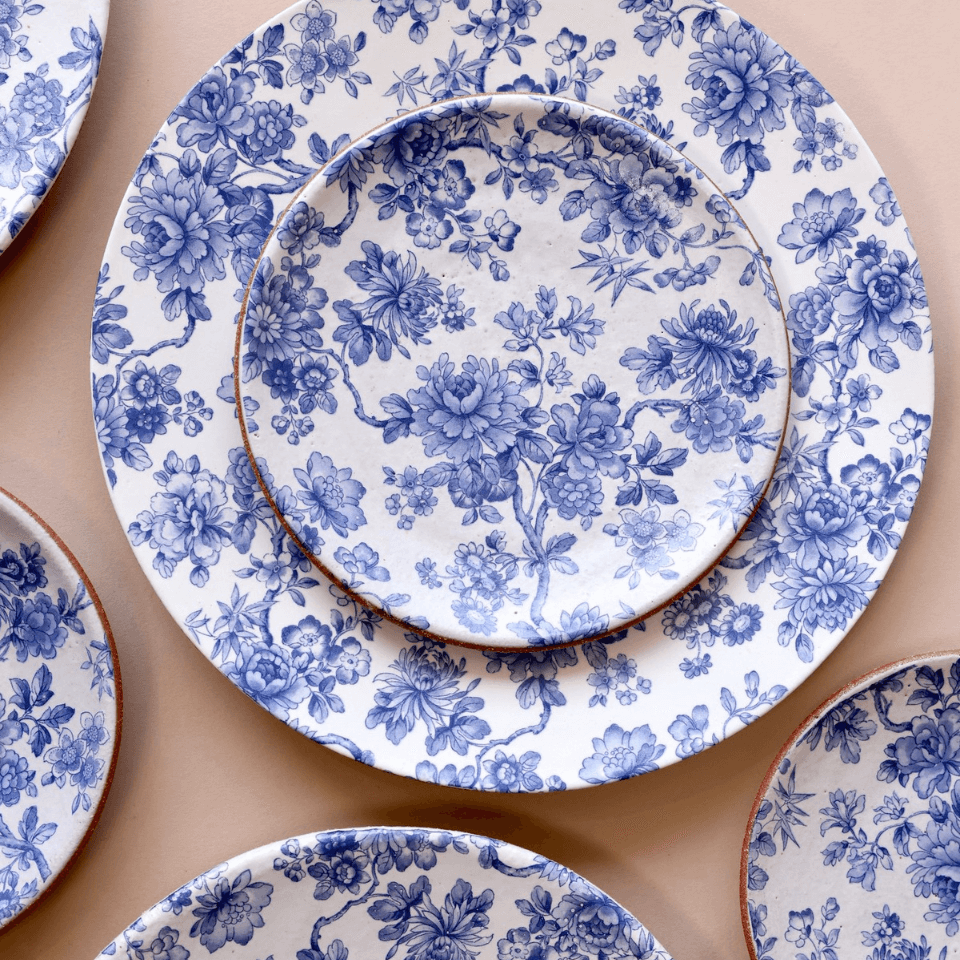 Blue and white patterned plates