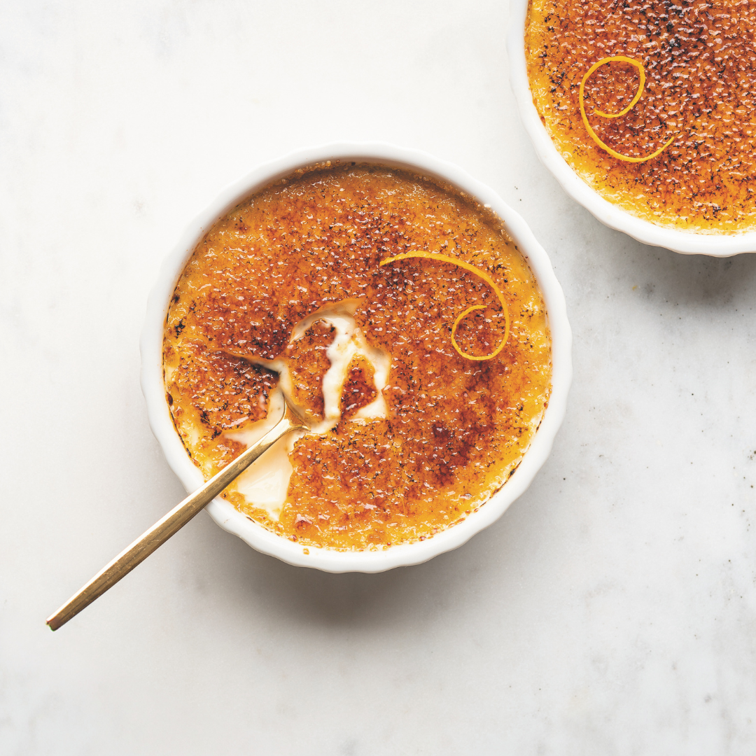 This is an elegant twist on the classic crème brûlée. The combination of vanilla, cardamom, and orange zest is a true delight.