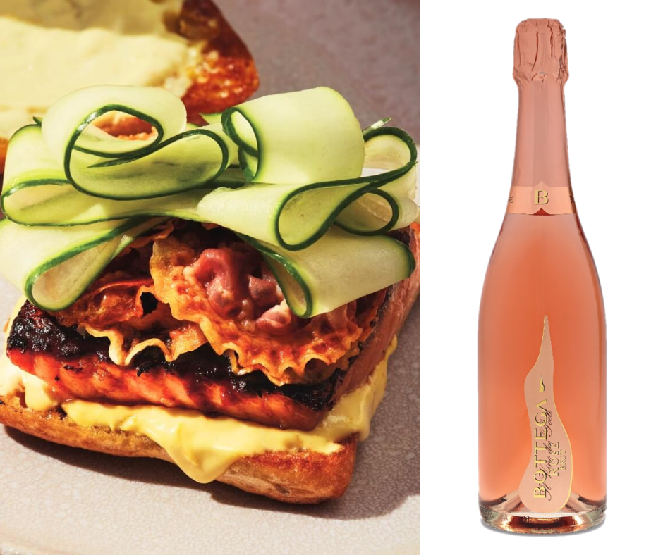 Bottle of Bottega Il Vino Dei Poeti Rosé Paired with a recipe for BBQ Grilled Salmon Sandwiches