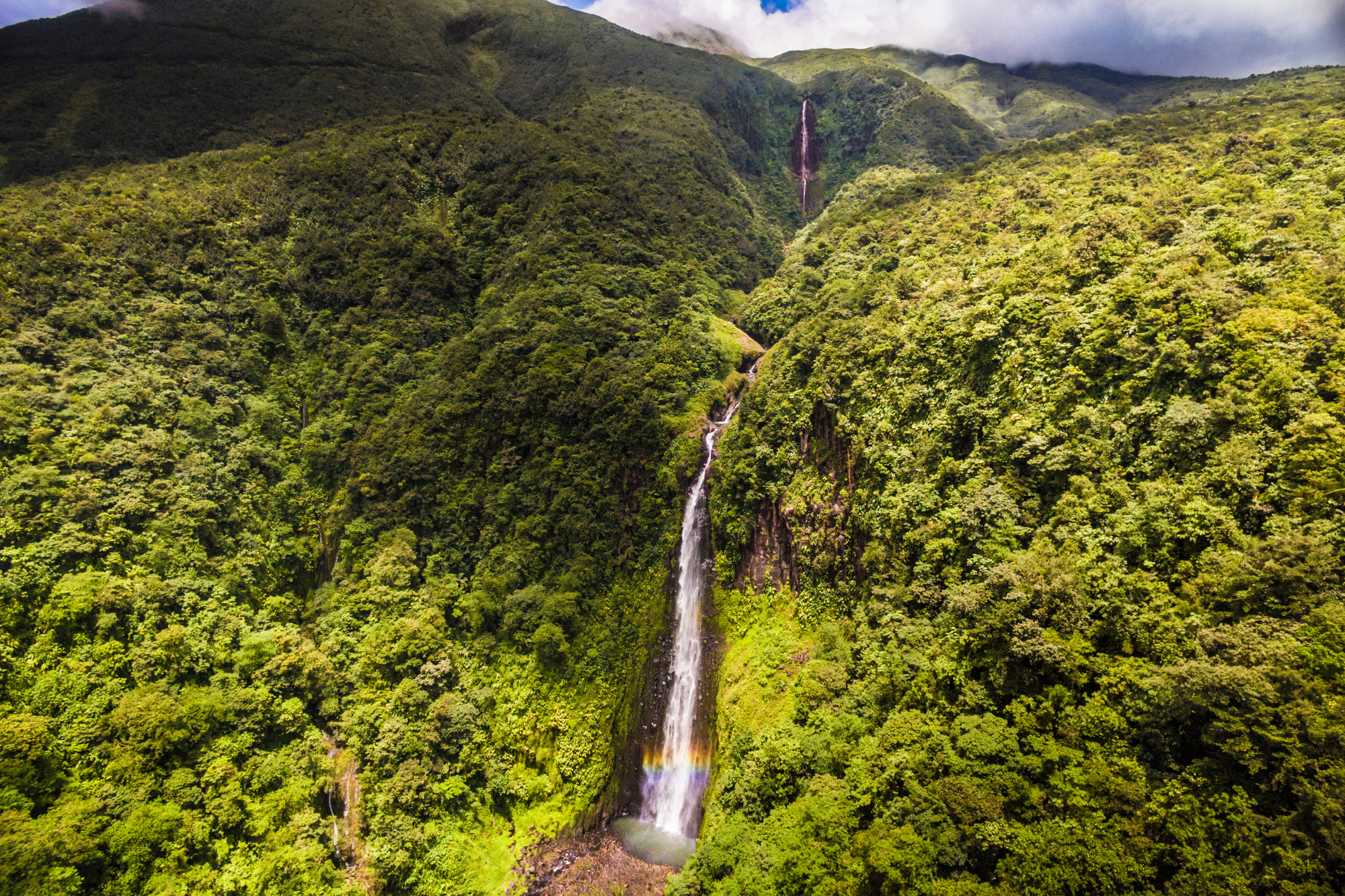  aerial view of the second fall of the Carbet in Guadaloupe