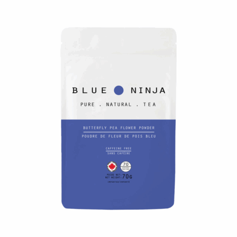 A blue and white pouch labelled "Blue Ninja."