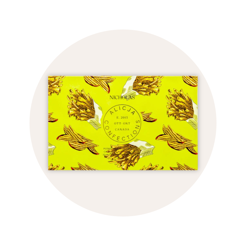 Chocolate bar postcard from Alicja Confections